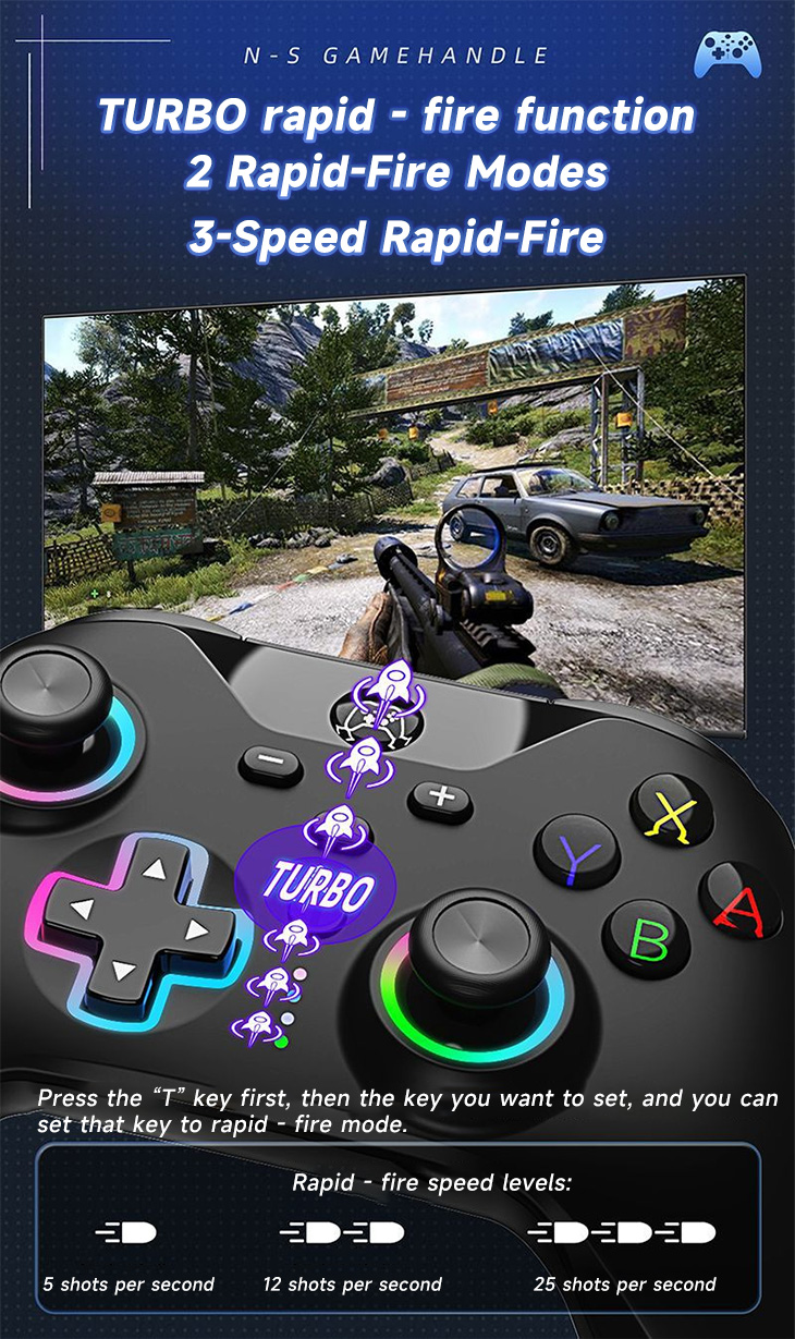 07S Wireless Gaming Controller with Hall-Effect Triggers, 16H