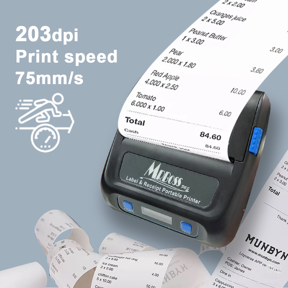 3Inch80mm Thermal Printer POS Receipt Printer Portable Bluetooth