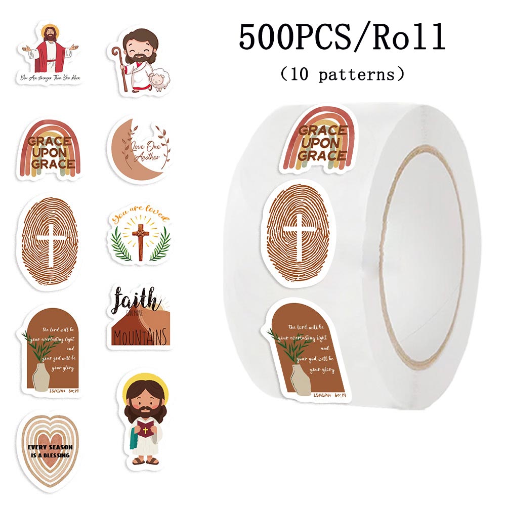 500PCS/Roll Jesus Christian Stickers Bible Verse Inspirational ...