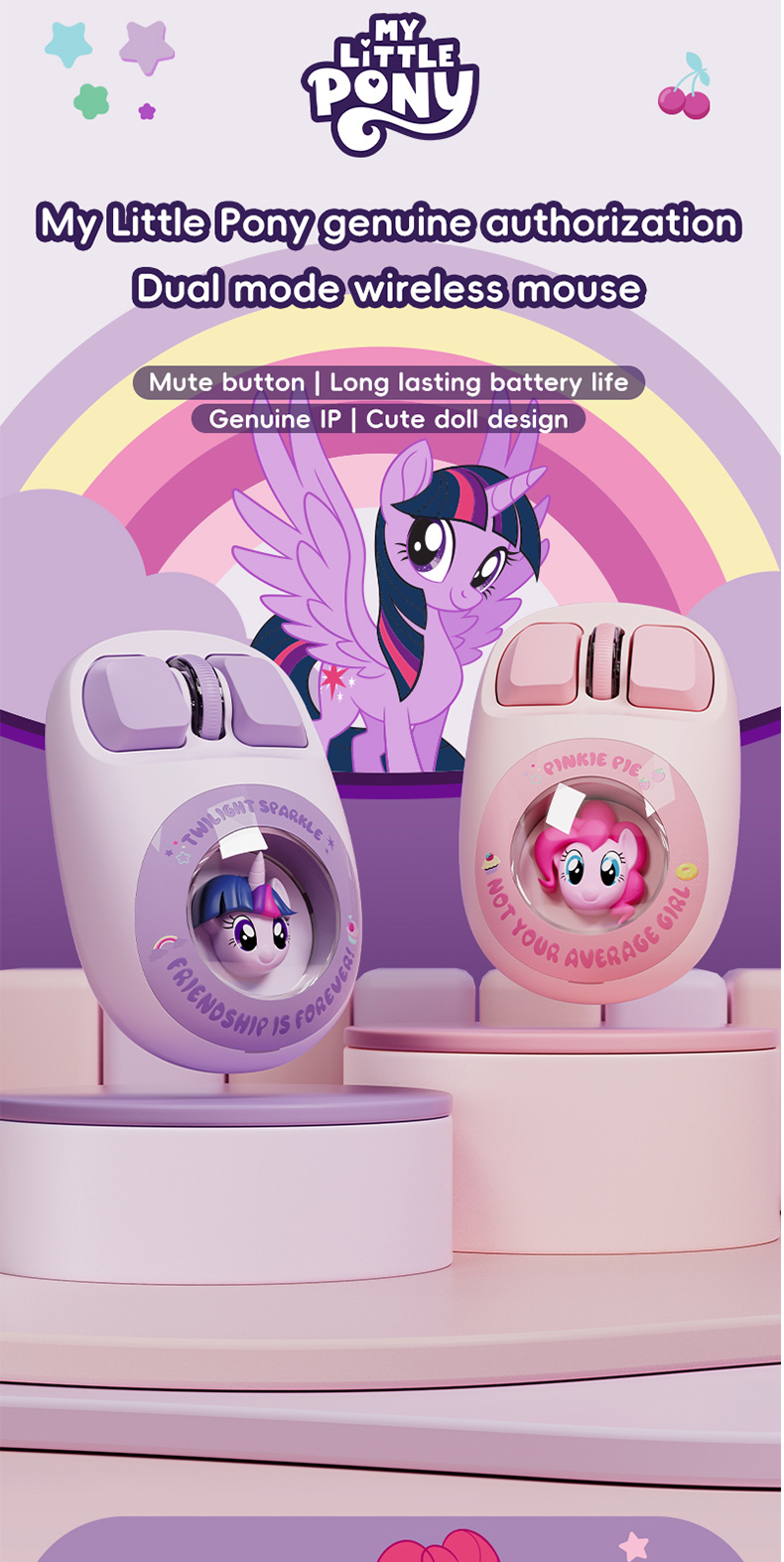 My Little Pony MS08 Wireless Mouse 2.4G Bluetooth Dual-mode Cute Doll ...