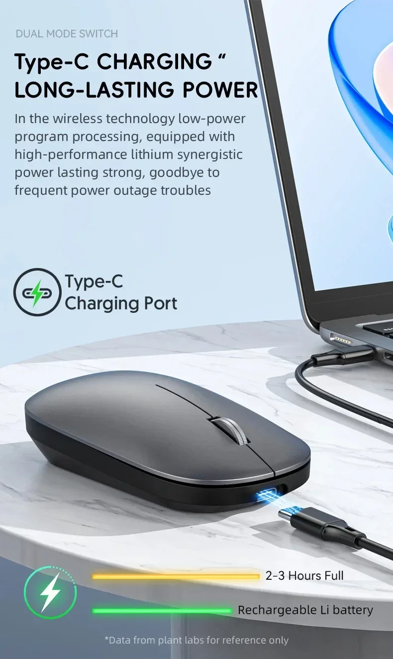 Wireless Mouse Rechargeable Silent Power Display Adjustable DPI Smart ...