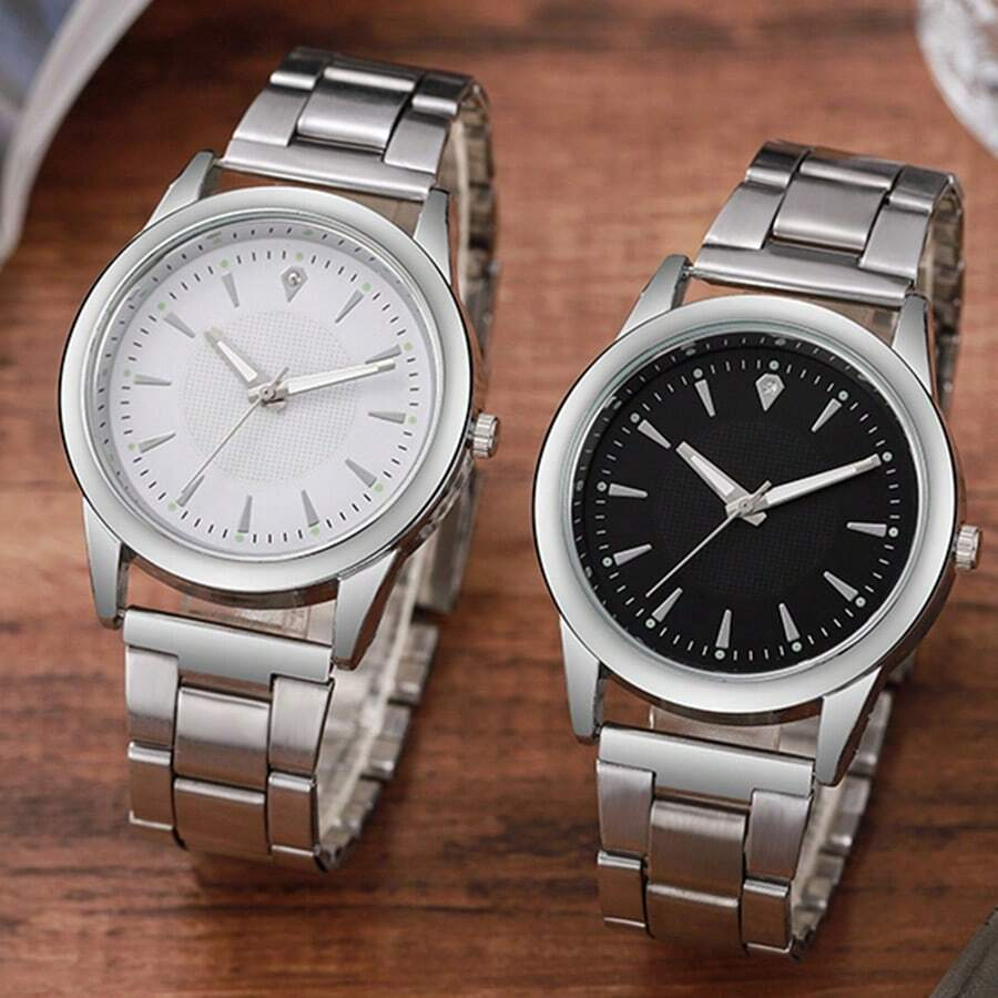 Couple Ladies Men Chic Sleek Stylish Stainless Steel Quartz Watch ...