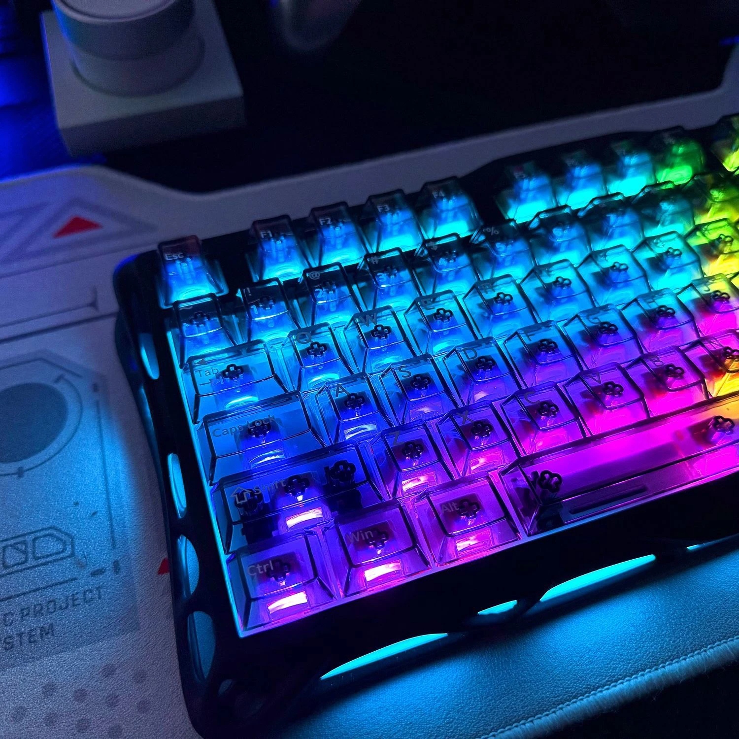 130 Keys Full Transparent PC Keycaps UV Printing Clear Crystal Keycaps ...