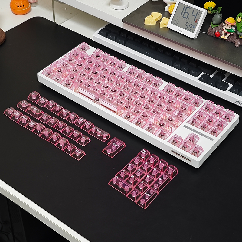 130 Keys Full Transparent PC Keycaps UV Printing Clear Crystal Keycaps ...
