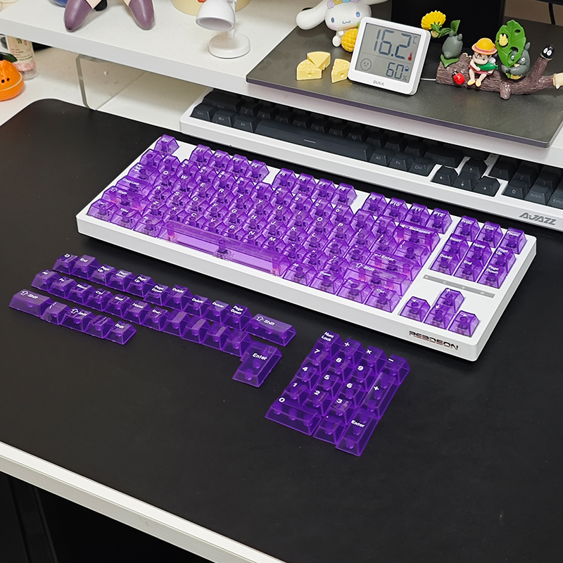 130 Keys Full Transparent PC Keycaps UV Printing Clear Crystal Keycaps ...