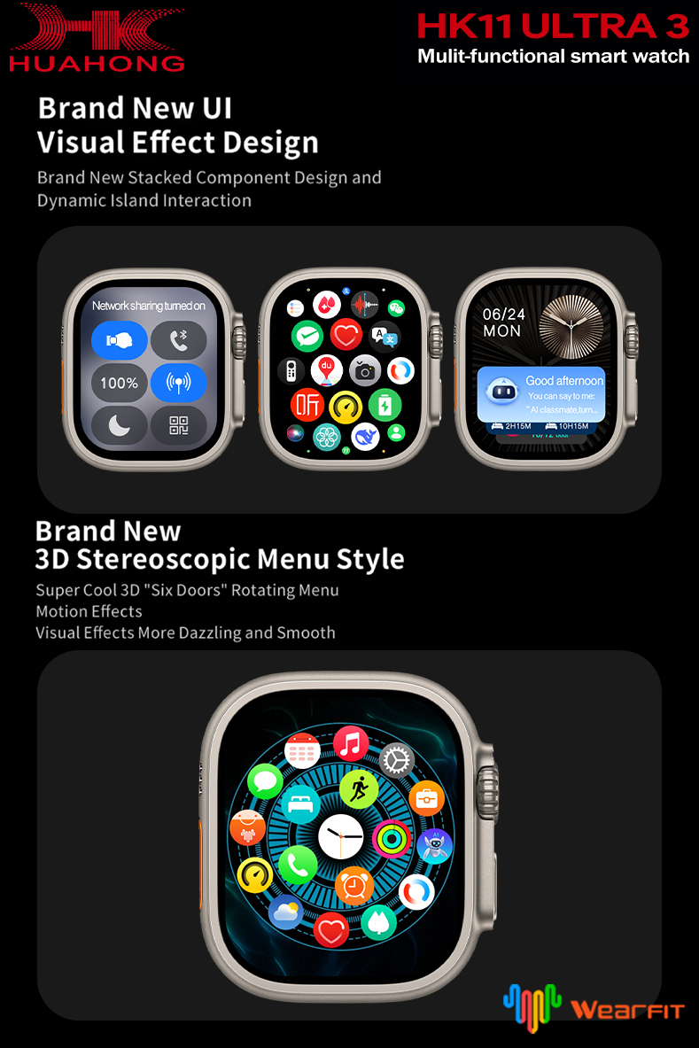 New HK11 Ultra 3 Max Original SmartWatch HD AMOLED AI Robot Share ...