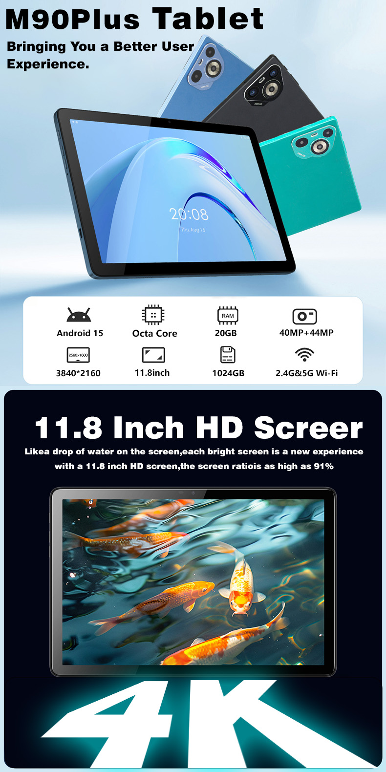 【SG Local Seller】2026 Upgrade New 11.8 inch Tablet Android 15 20+1T ...