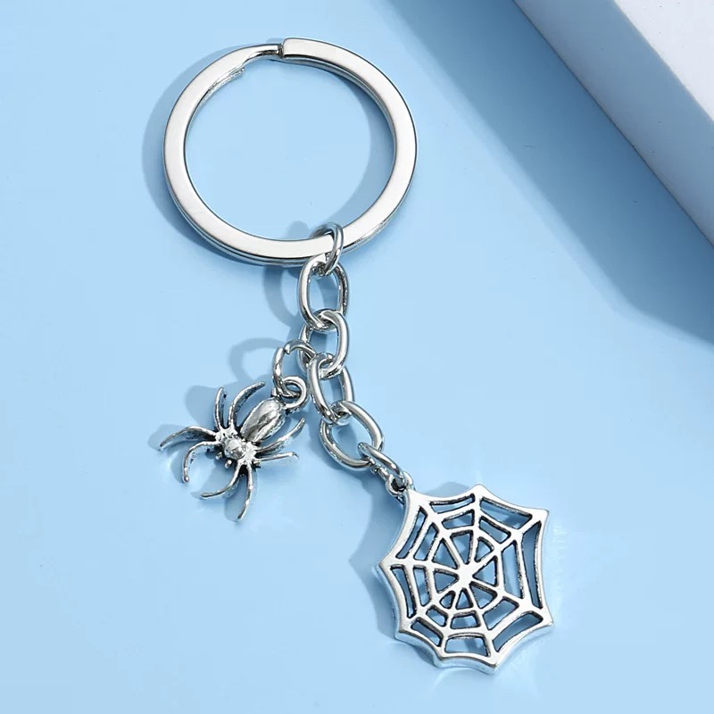 Spider Web Keychain | Gothic Alloy Key Ring for Halloween Gifts, DIY ...