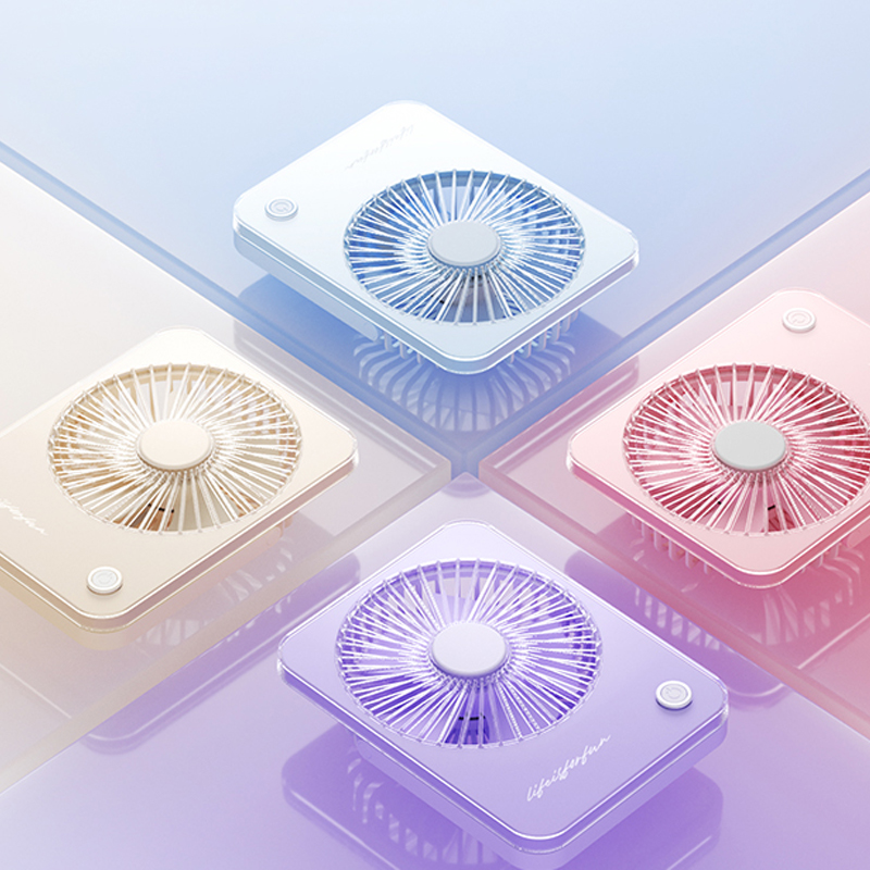 MINISO macaron color sweet fold stand fan desktop mini fan 13.6cm × 3 ...