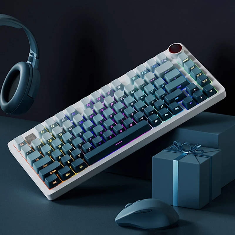 135 Keys Gradient Green Shine Through Keycaps Side Printed PBT Double ...