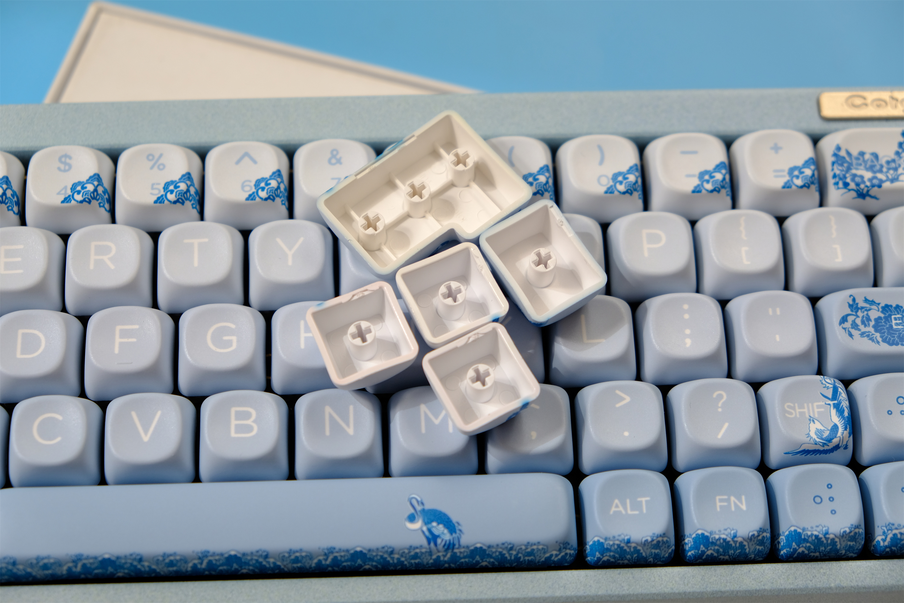Blue White Porcelain Keycaps 132 PBT Keycap MOA Profile Wooting For MX ...