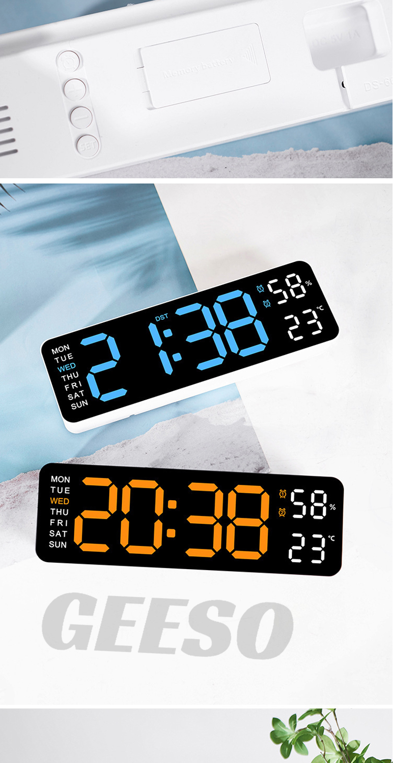GEESO LED Digital Wall Clock Large Display Alarm Clock for Living Room ...