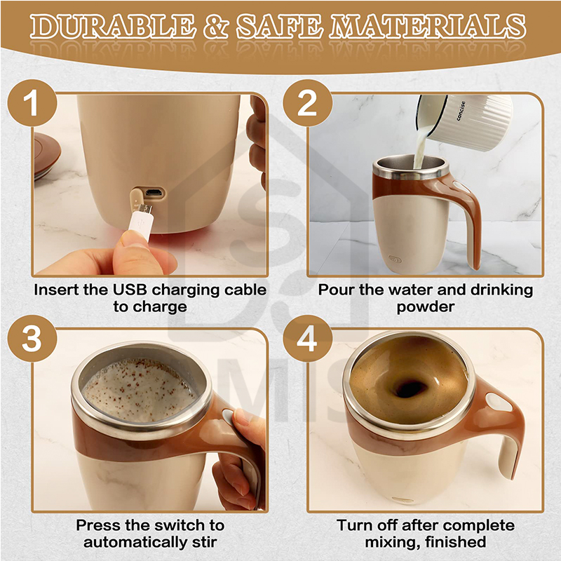 Rechargeable Automatic Magnetic Self Stirring Mug - Stainless Steel ...
