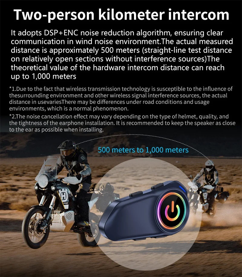 G1 RGB Motorcycle Helmet Intercom Headset for 2 Rider Intercomunicador ...