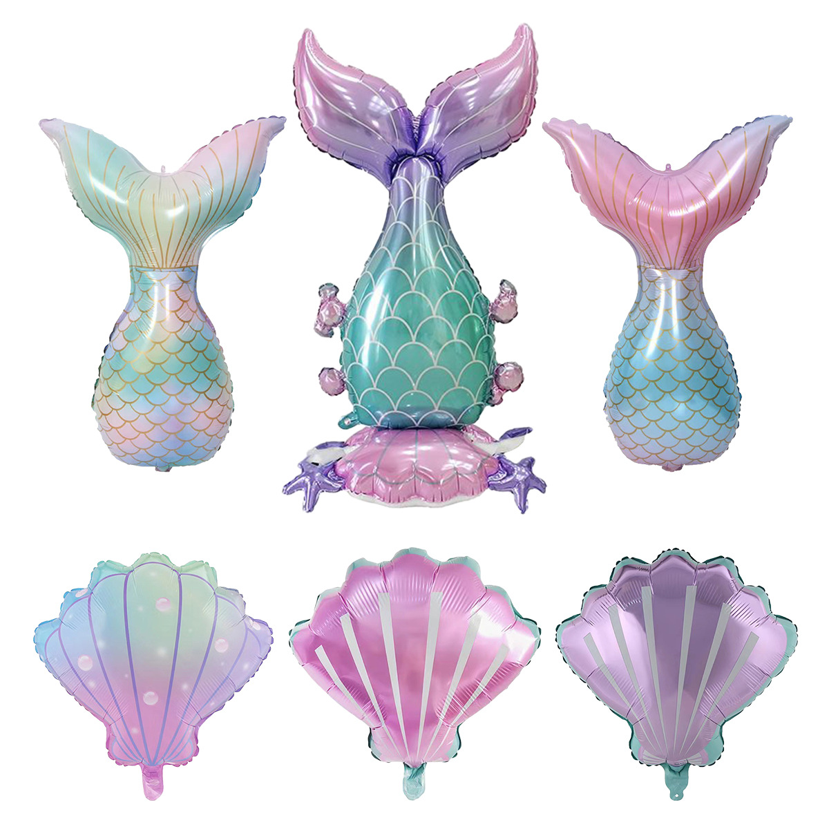 Ocean-themed cartoon beauty fish tail shell-shaped aluminum film ...