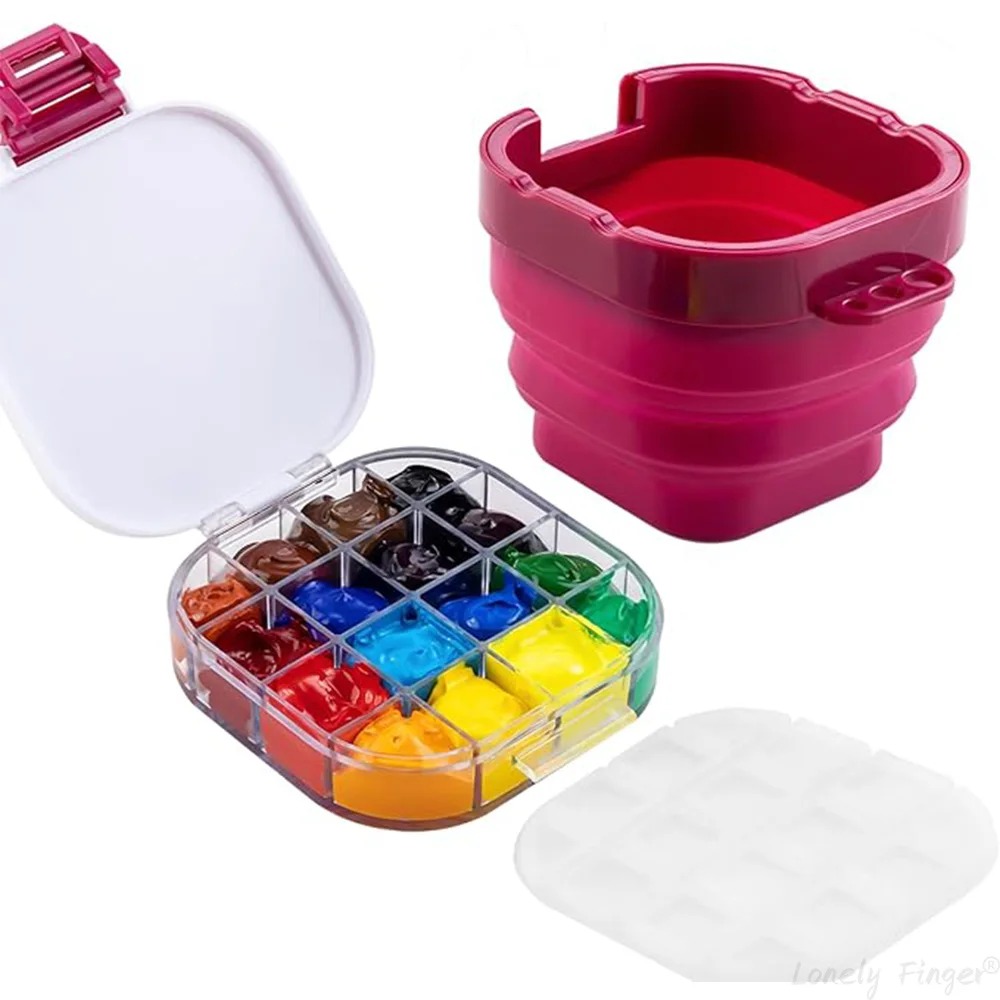 16-Well Empty Paint Storage Box with Small Lid Palette , for Easy ...