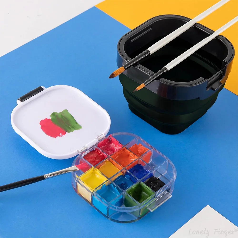16-Well Empty Paint Storage Box with Small Lid Palette , for Easy ...