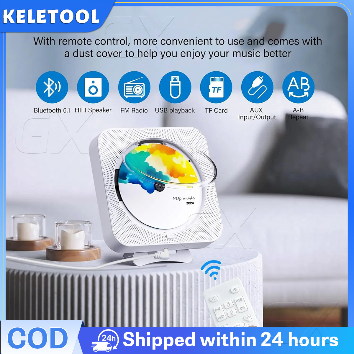 Bluetooth Portable CD Player Wall Mountable CD Music Players Home ...
