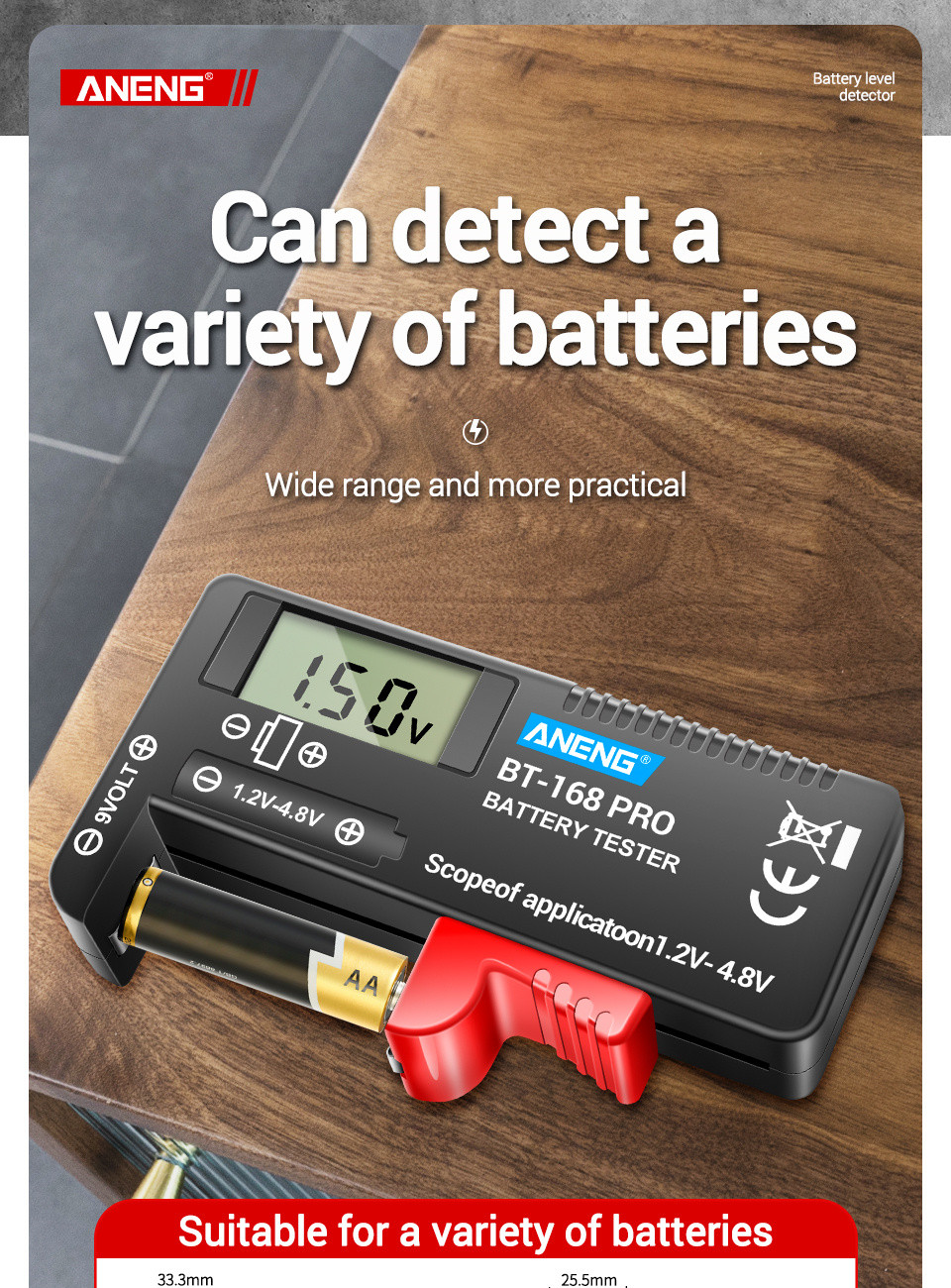 One Set ANENG BT-168 PRO Digital Battery Capacity Tester, Universal ...