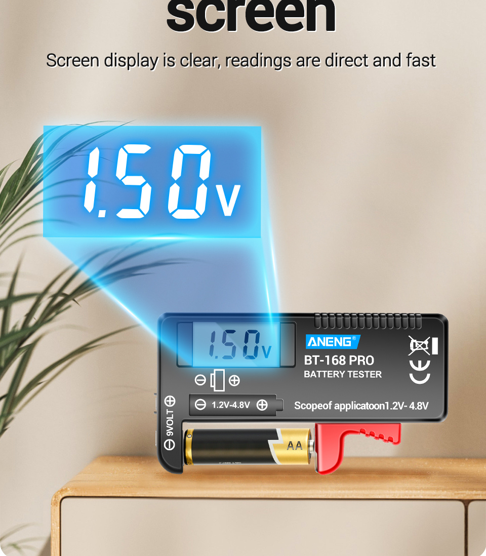 One Set ANENG BT-168 PRO Digital Battery Capacity Tester, Universal ...
