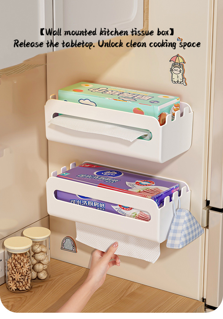 Kitchen Tissue Holder No Punching Wall Mounted Household Toilet paper ...