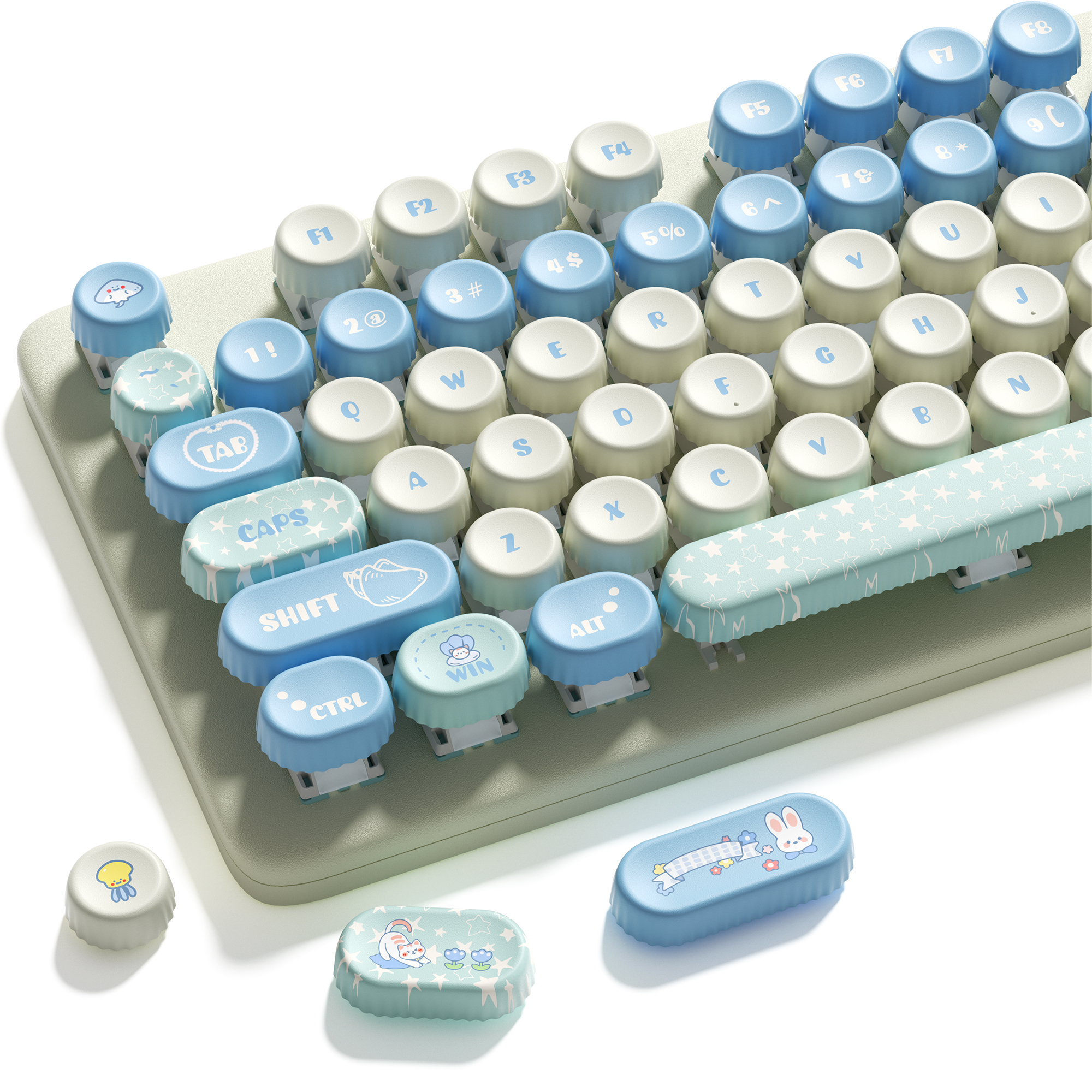 XVX Keycap - Milk Cap - Sea Salt - 131 Keys - (15UL) Blue Mechanical ...