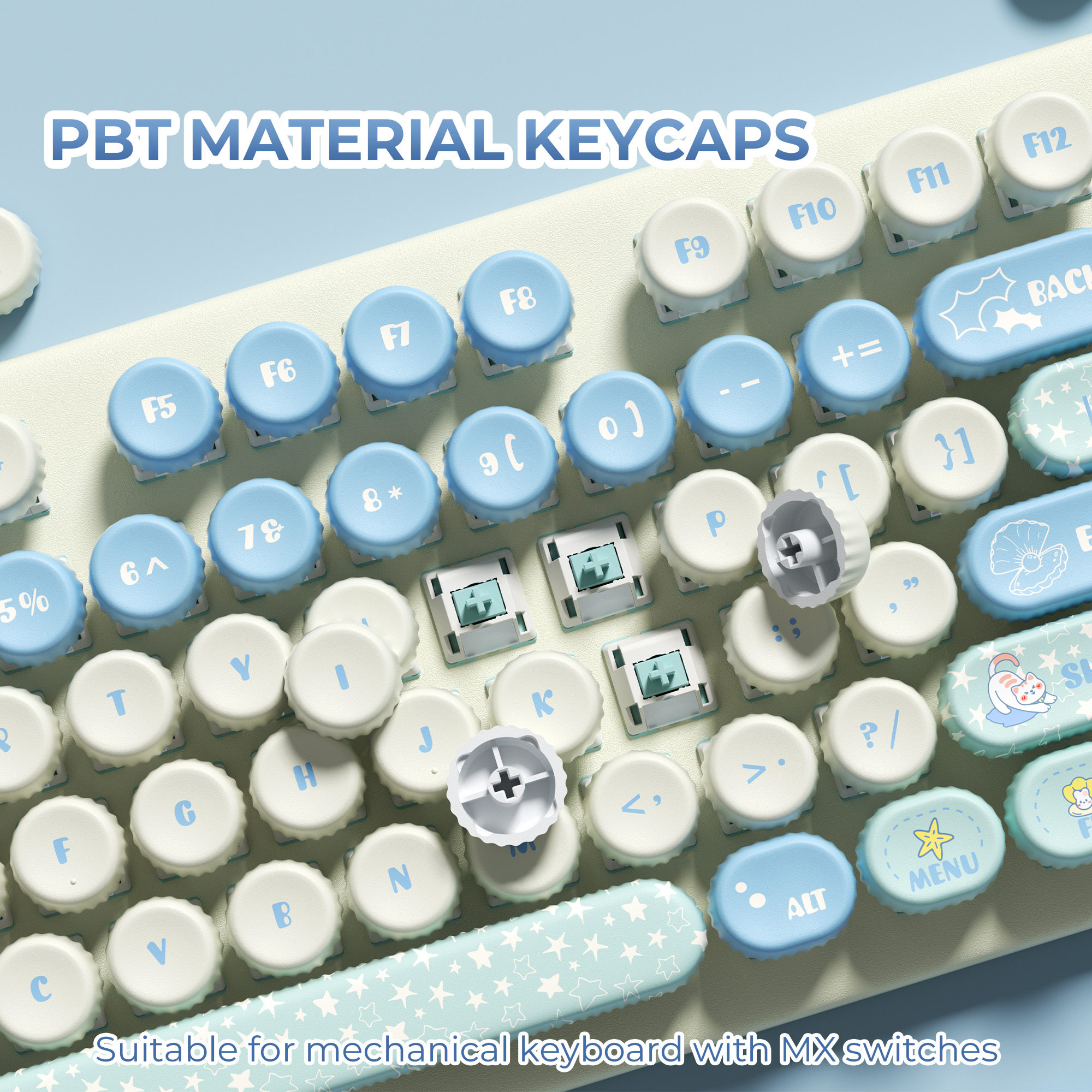 XVX Keycap - Milk Cap - Sea Salt - 131 Keys - (15UL) Blue Mechanical ...