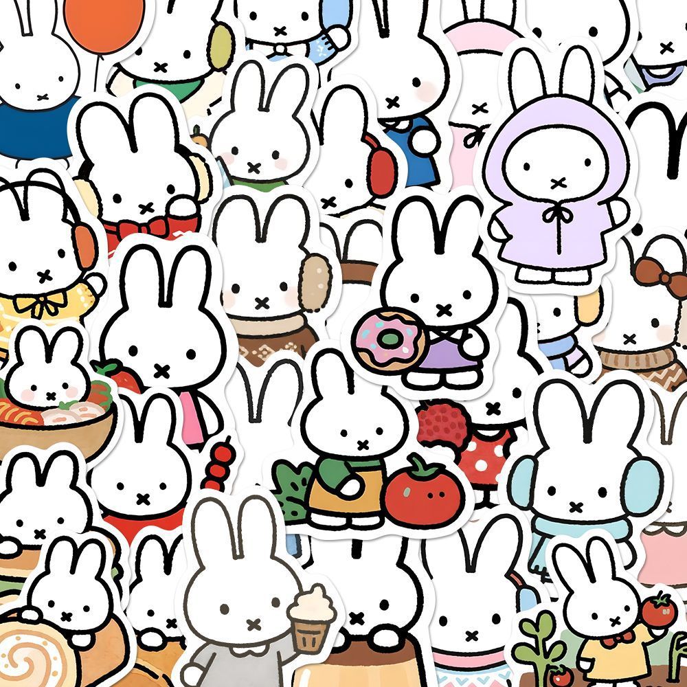 80PCS Cute Miffy Rabbit Stickers For Kids DIY Cartoon Decals Pencil ...