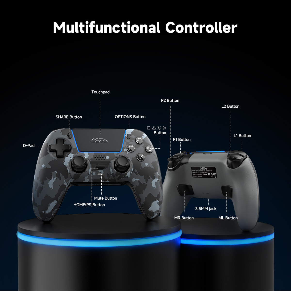 ASRVA SG-P Wireless gaming controller for Ps5,PC,Steam,Android,IOS ...