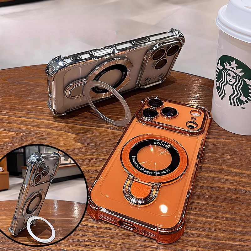 Magnetic Metal Bracket Camera Protection Phone Case For iPhone 17 16 15 ...
