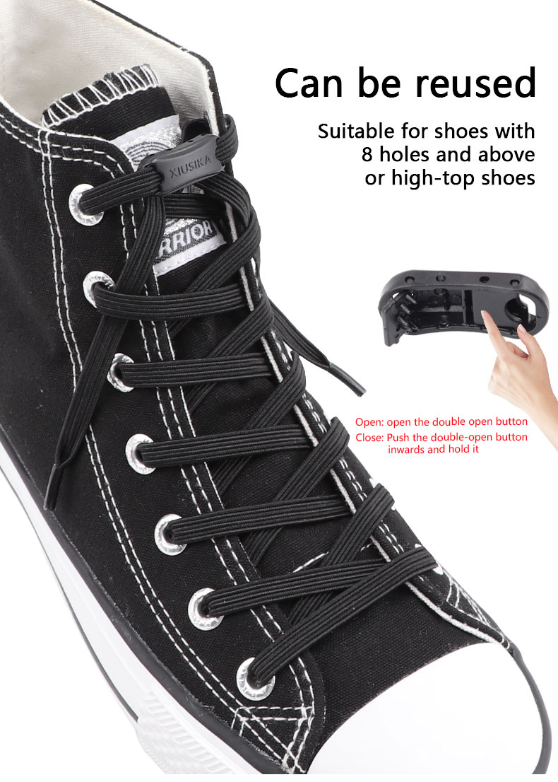 New No Tie Shoe laces Elastic Laces Sneakers Flat Shoelaces without ...