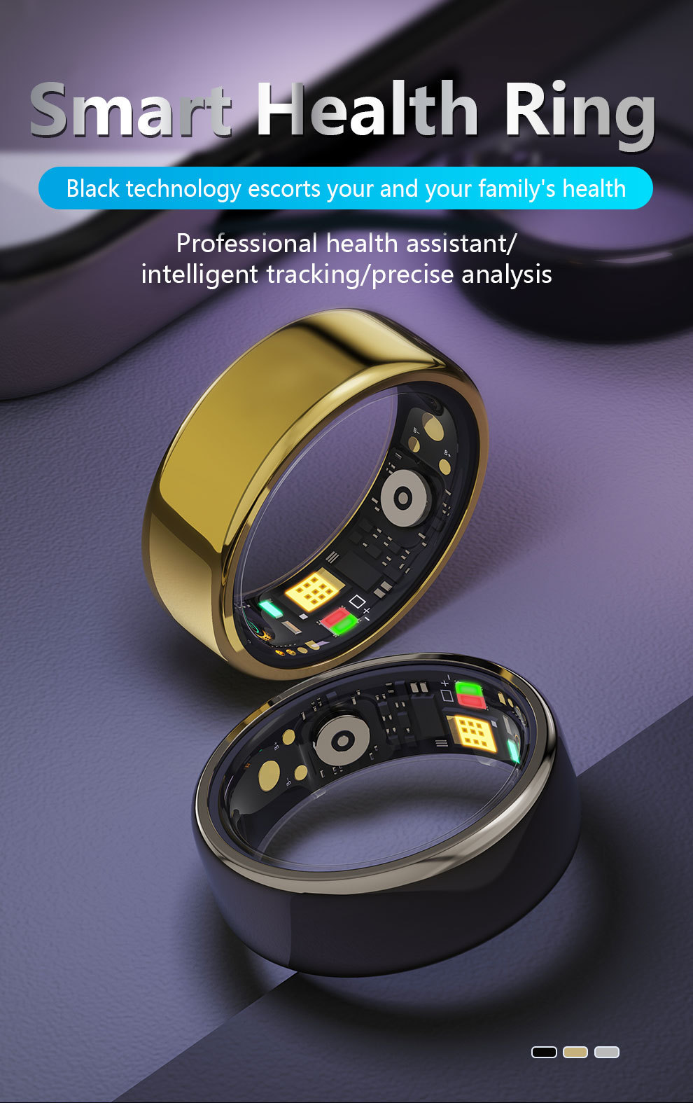 Smart Health Ring Monitor Heart Rate SpO2 Blood Pressure Sleep Tracking ...