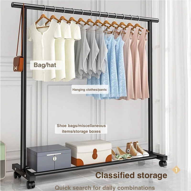 Movable Clothes Rack Floor To Ceiling Clothes Rack Adjustable Steel ...