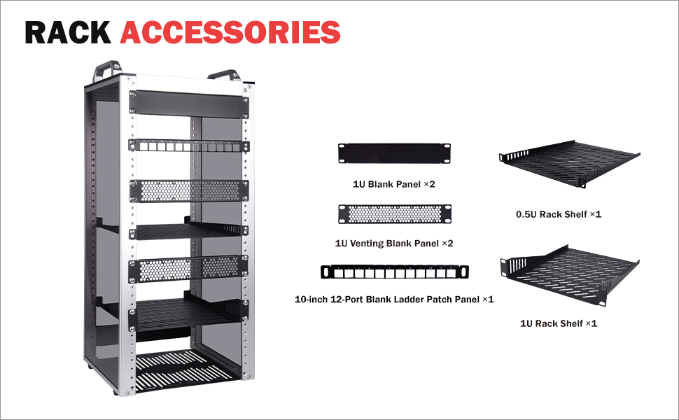 DeskPi RackMate T2 Light Version, 10 Inch Black 12U Server Cabinet for ...