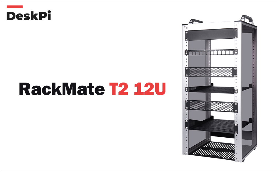 DeskPi RackMate T2 Light Version, 10 Inch Black 12U Server Cabinet for ...
