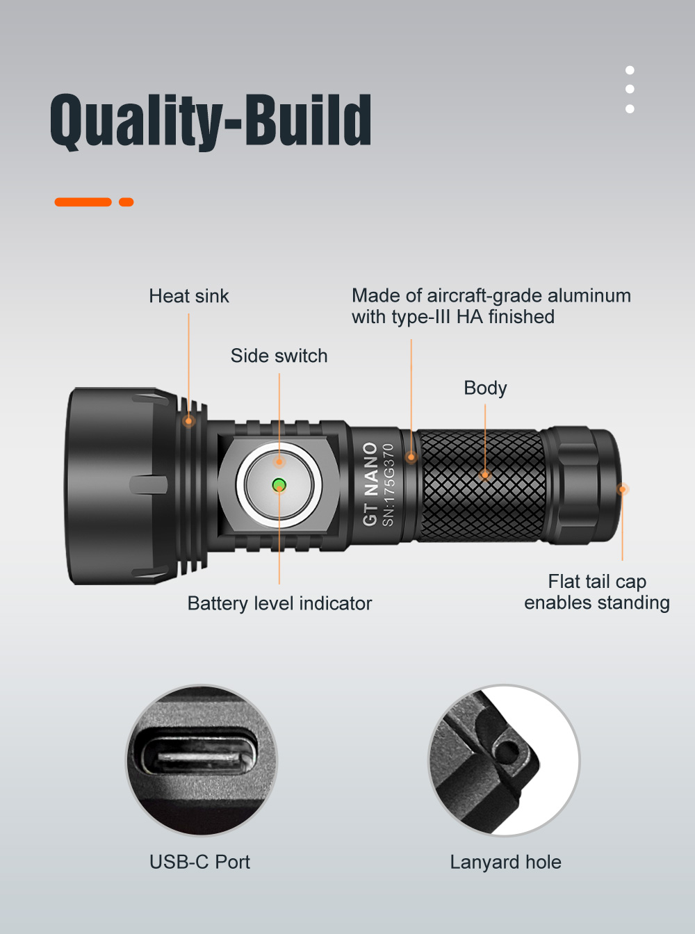 Lumintop GT NANO V3.0 flashlight Long-range flashlight 360 meters 600 ...
