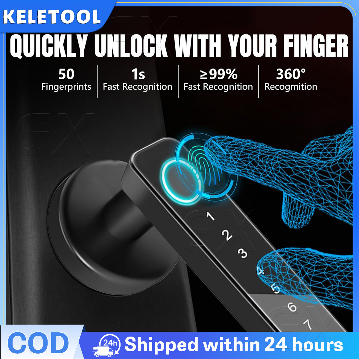 5 IN 1 Smart Fingerprint Door Lock Biometric Security Door Lock ...