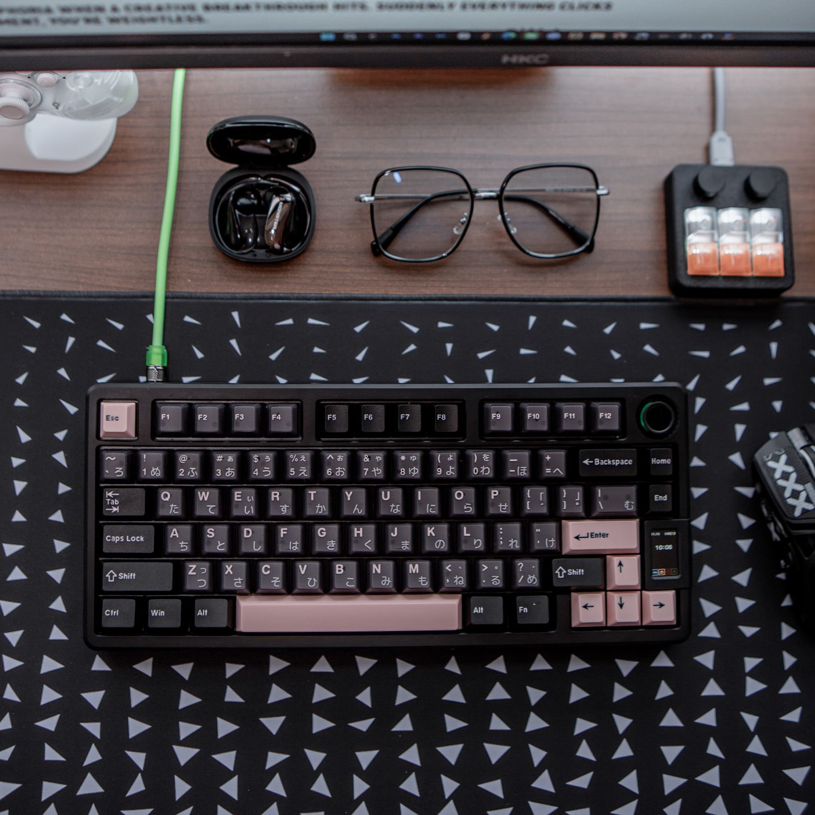 Dark Olivia Keycaps Japanese Root PBT+PC Black Pink Translucent Double ...