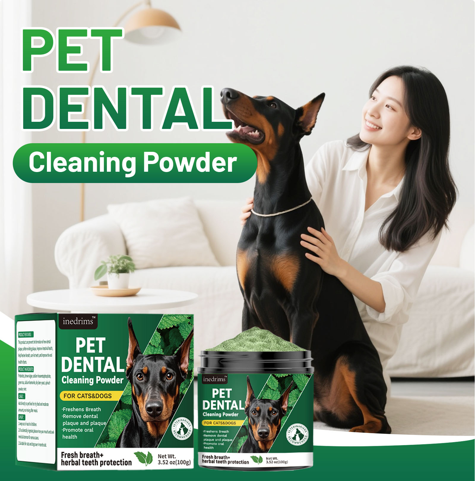Dog Dental Cleaning Powder Breath Freshener Cat and Dog Tooth Powder ...