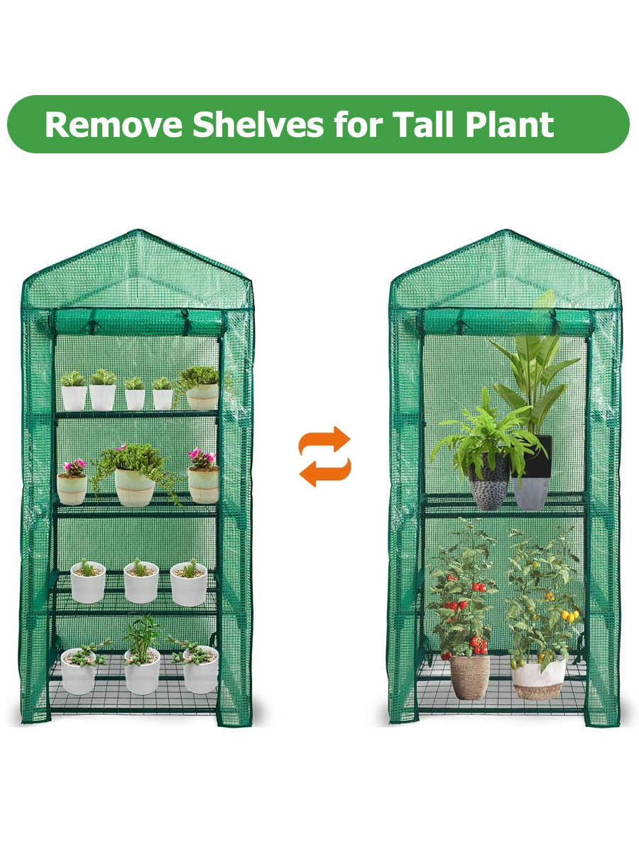 Litgrow Small Plastic Plant Green House 4-Tier Rack Stand Portable ...