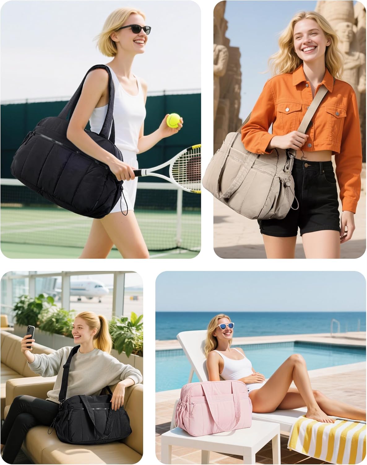 Travel Duffel Bag Lightweight Tote Bag Dry Wet Separation Gym Bag with ...