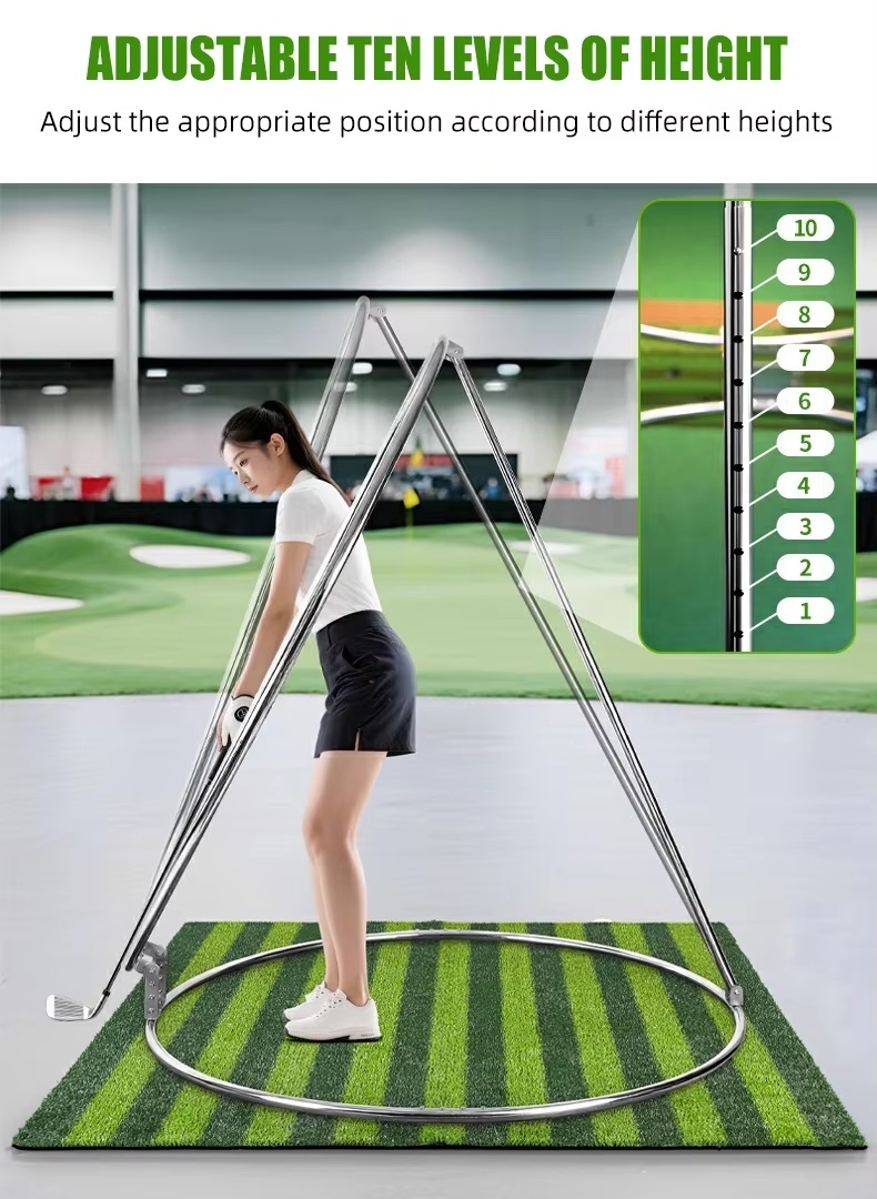PGM Golf swing trainer with guided circle frame for swing plane ...