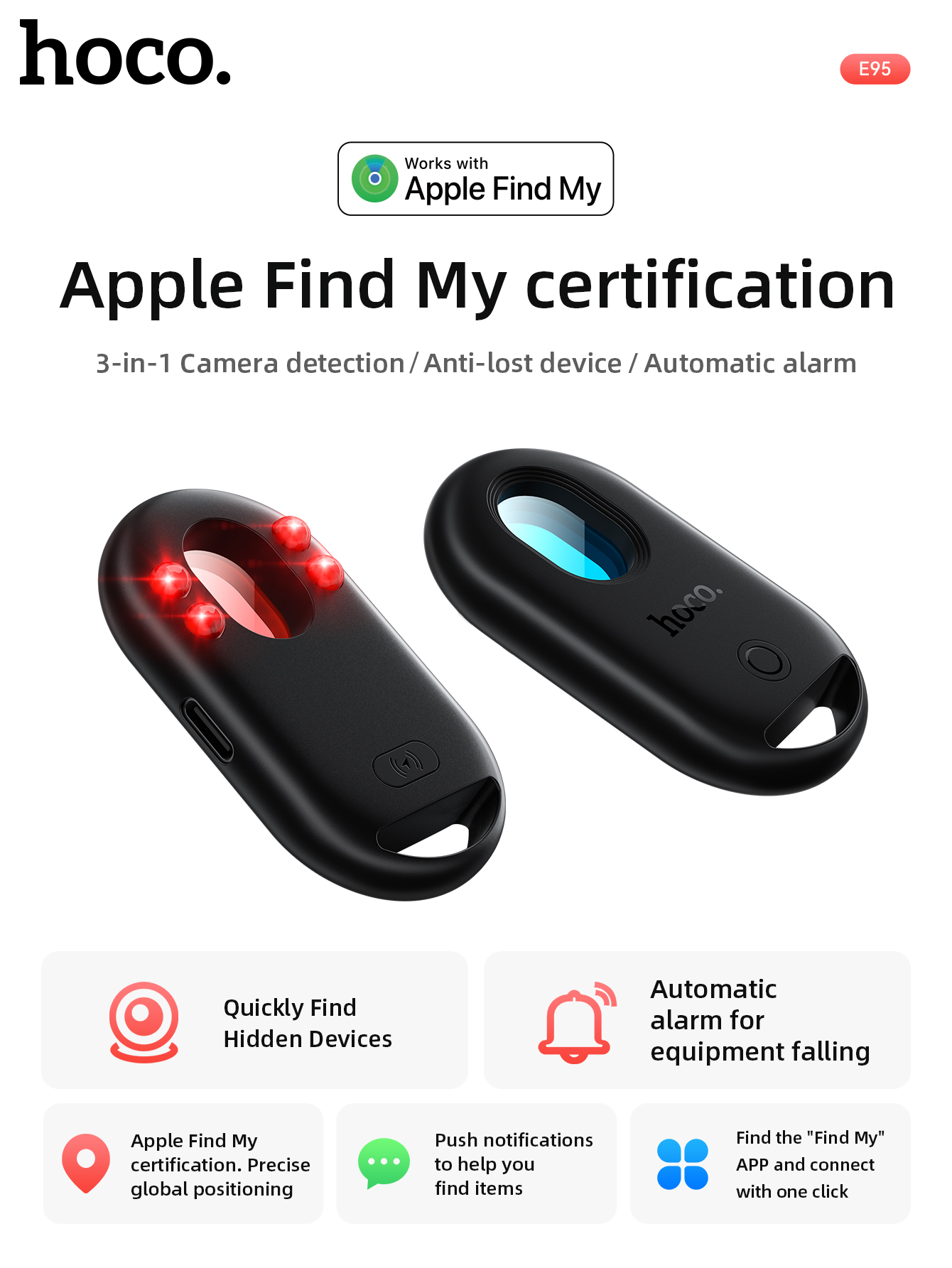 HOCO E95 Camera Detection And Anti-lost Device 2 in 1 Bluetooth Smart ...