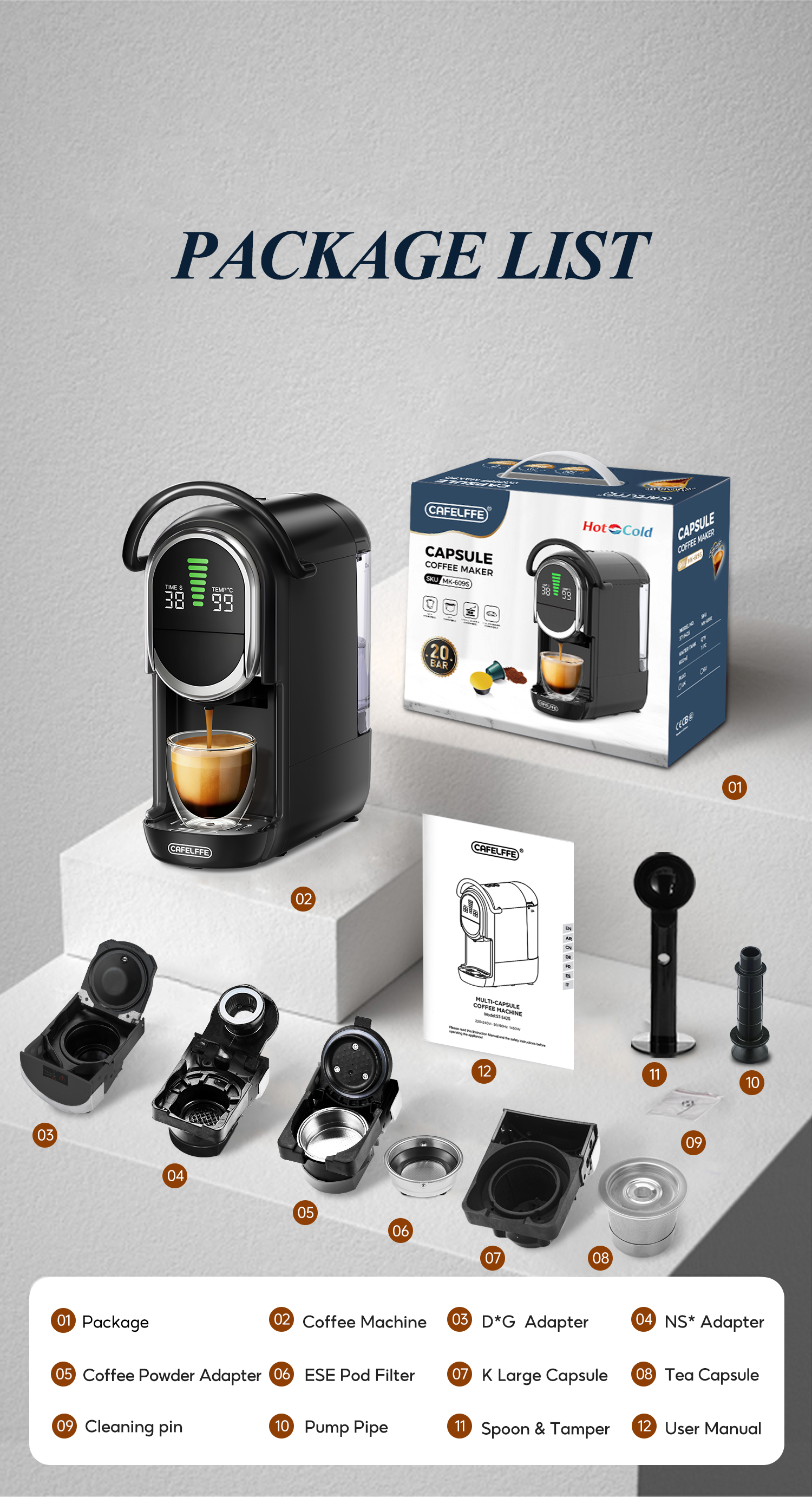 Cafelffe 6 In 1 Multi-functional Capsule Coffee Machine 20Bar Nespresso ...