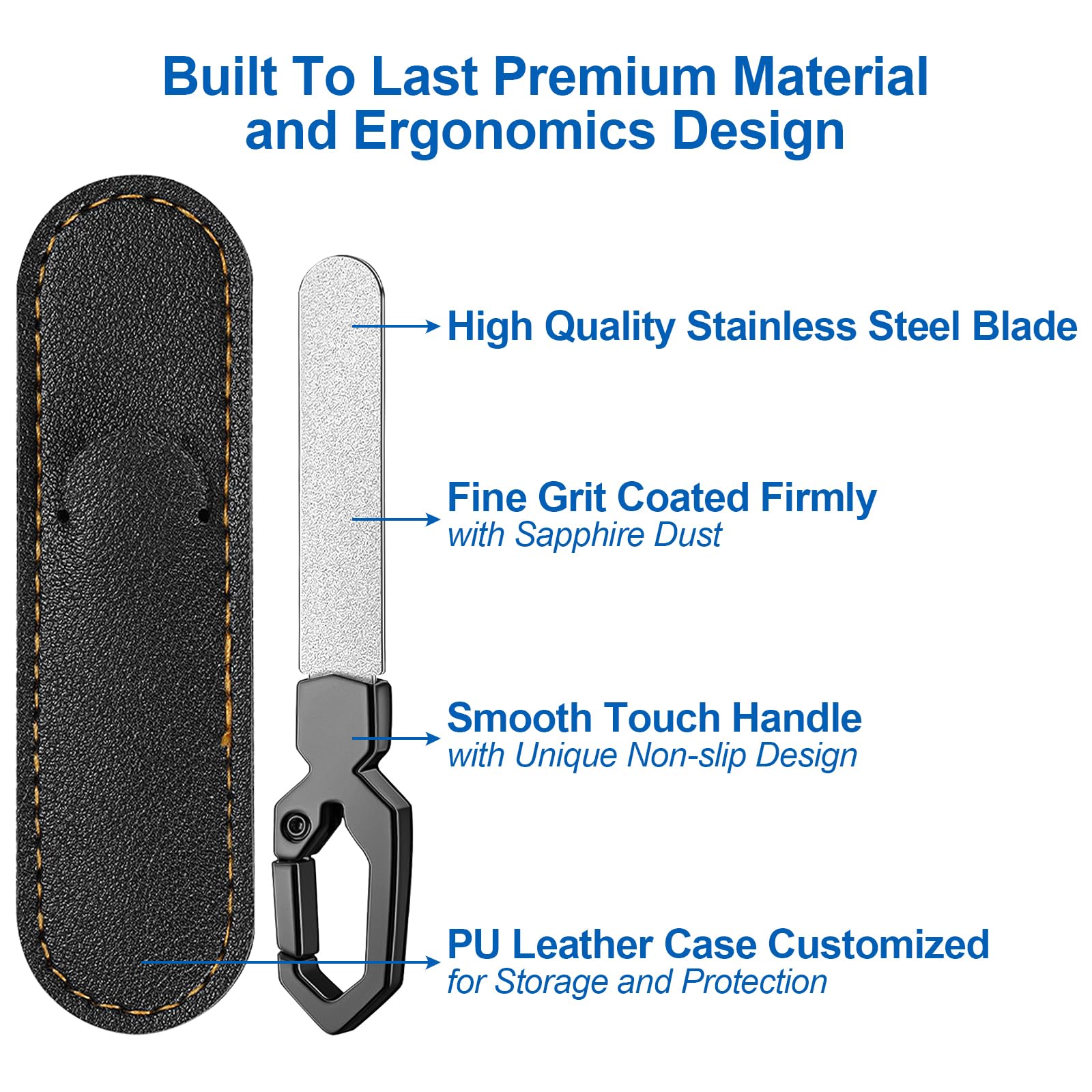 Stainless Steel Travel Nail File with Keychain Hook, Double-Sided Thick ...