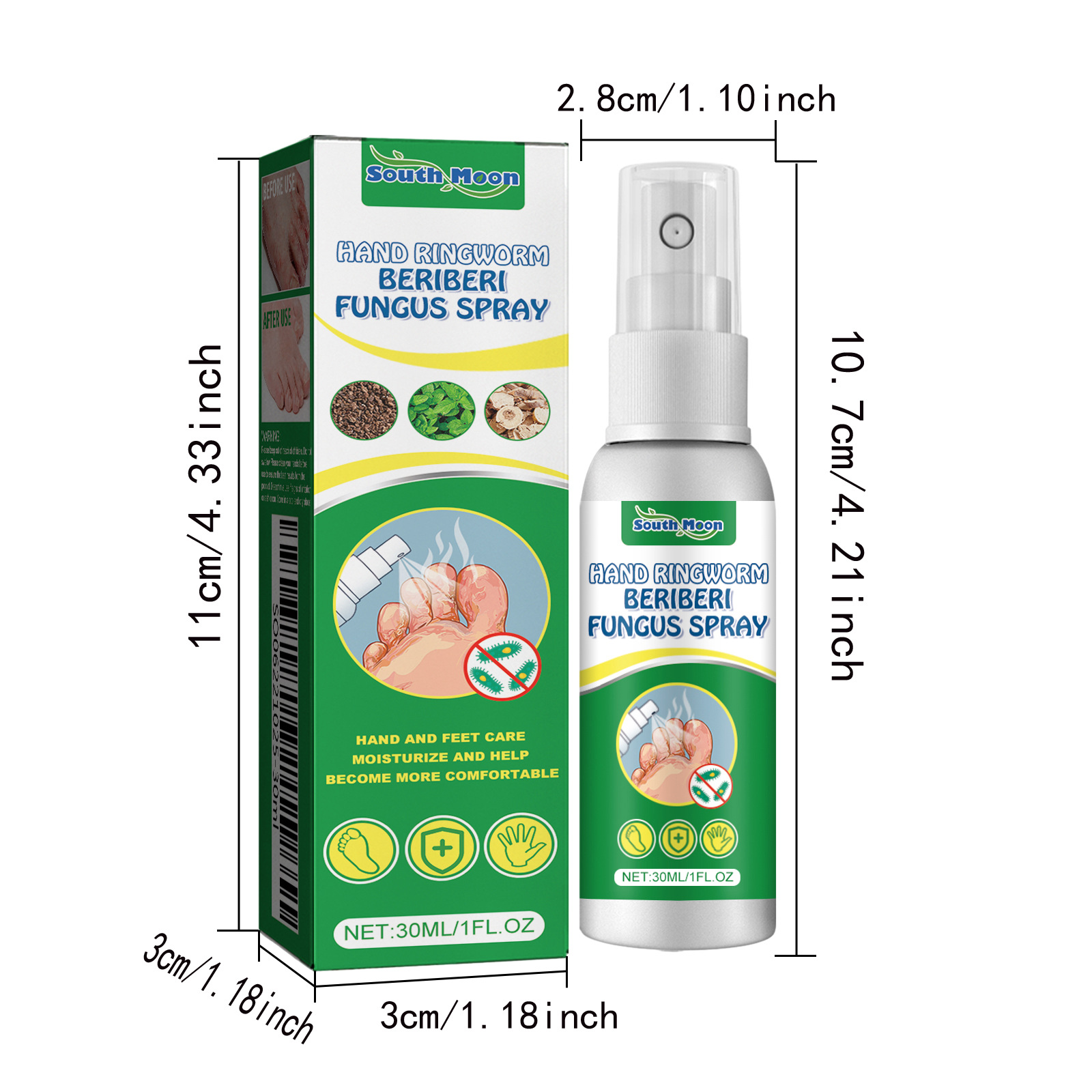 Hand Ringworm Beriberi Fungus Spray Antifungal Foot Spray 30ML ...