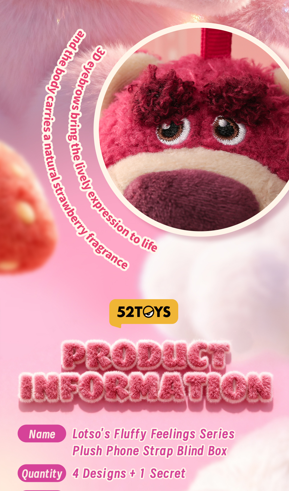 52TOYS Toy Story Lotso's Fluffy Feelings Series Plush Phone Strap Blind ...