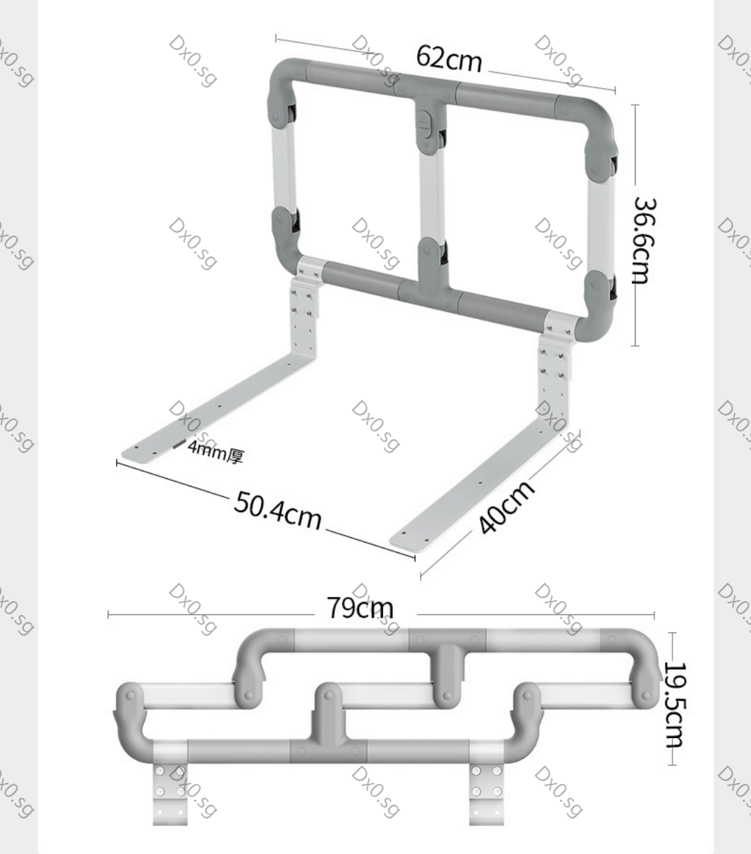 No-Drill Bedside Railings Elderly Disability Pregnant Single Side Anti ...