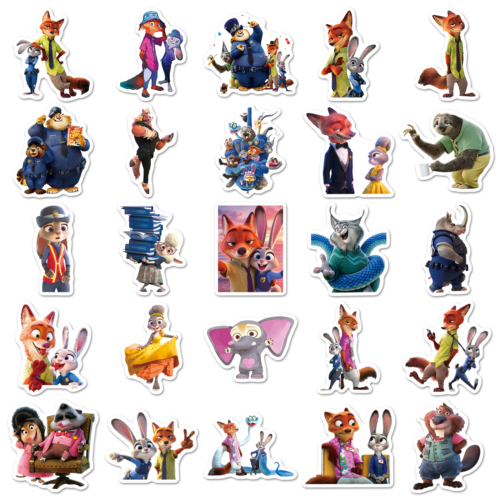 50pcs Cute Zootopia Cartoon Waterproof Sticker Graffiti Kindergarten ...