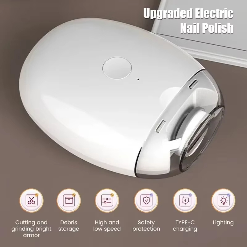 2 IN 1 Electric Nail Clipper Cutter With LED Light Automatic Nail ...